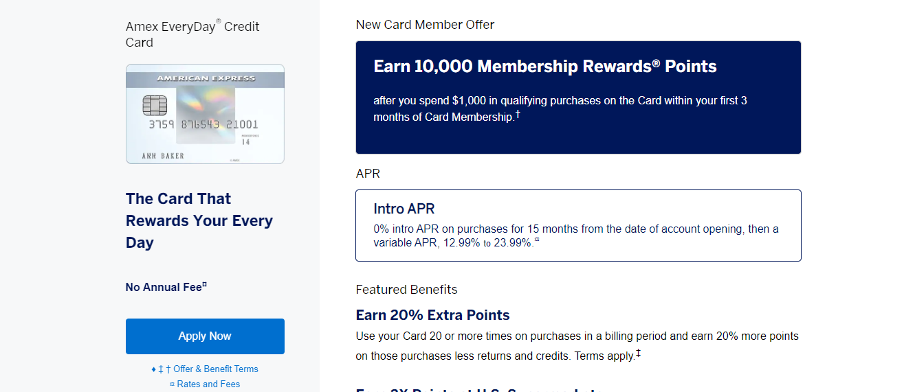 American Express Everyday Credit Card_Apply now