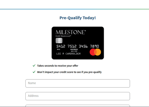 Milestone Gold Mastercard application process - 2