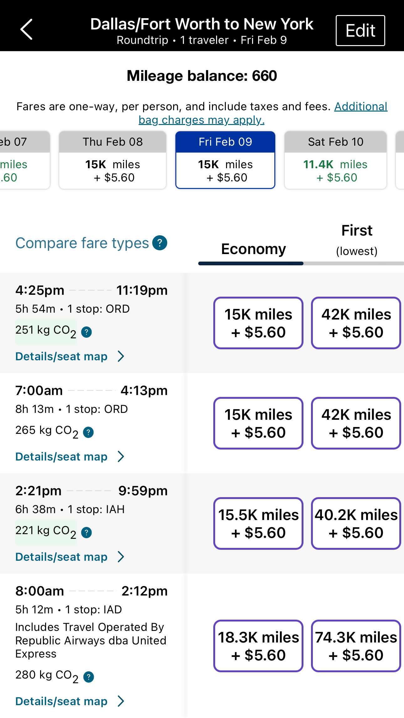United compare flights price on calendar