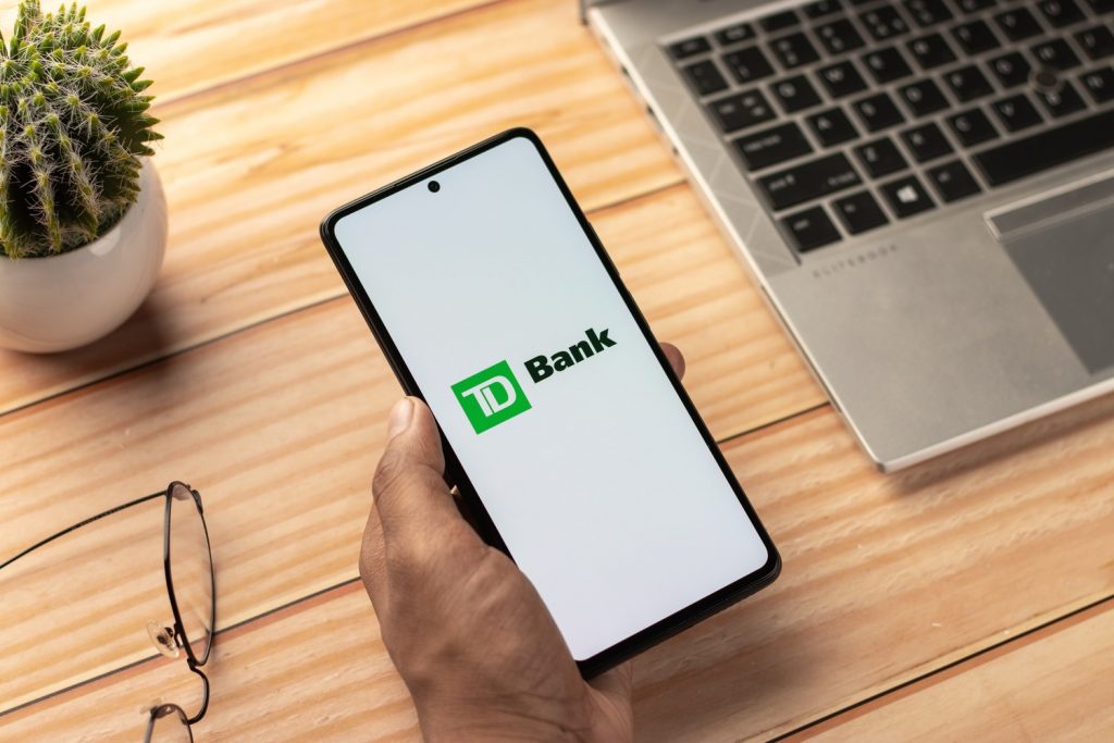 td bank app on smartphone