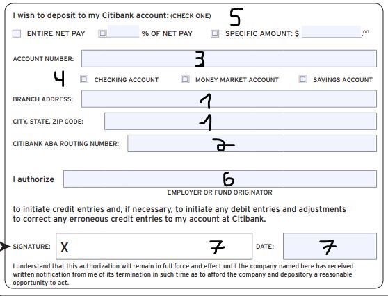 direct deposit form bank account details