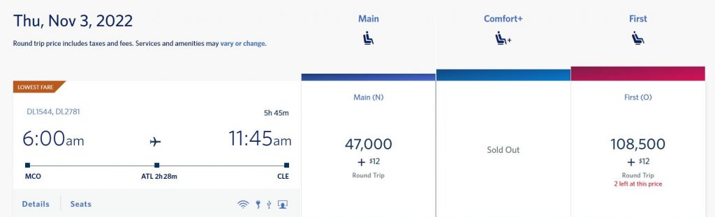 Delta redeem points for flights