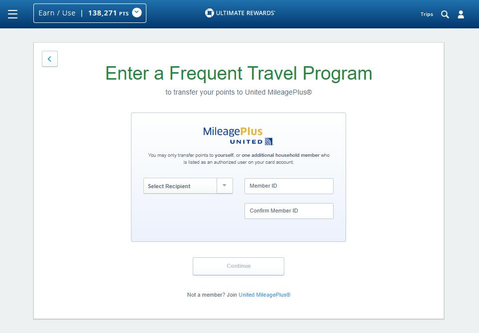 how to transfer Chase points to United MileagePlus