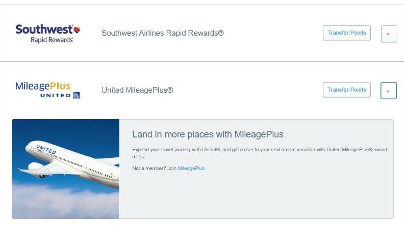 transfer points to airline travel programs on Chase Ultimate rewards
