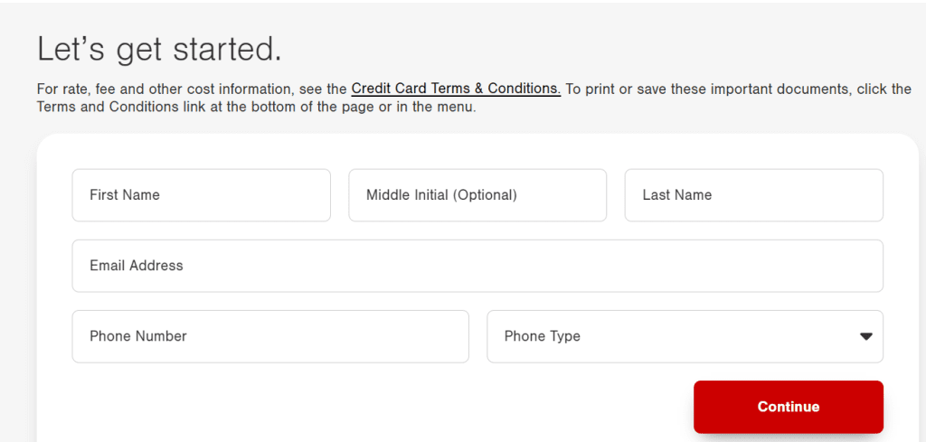 Macy's card Application example