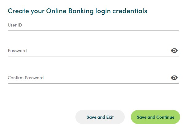 Create your Online Banking login credentials