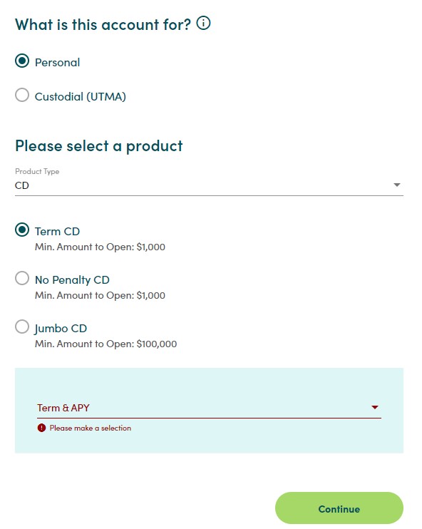 Select CD Product And Term