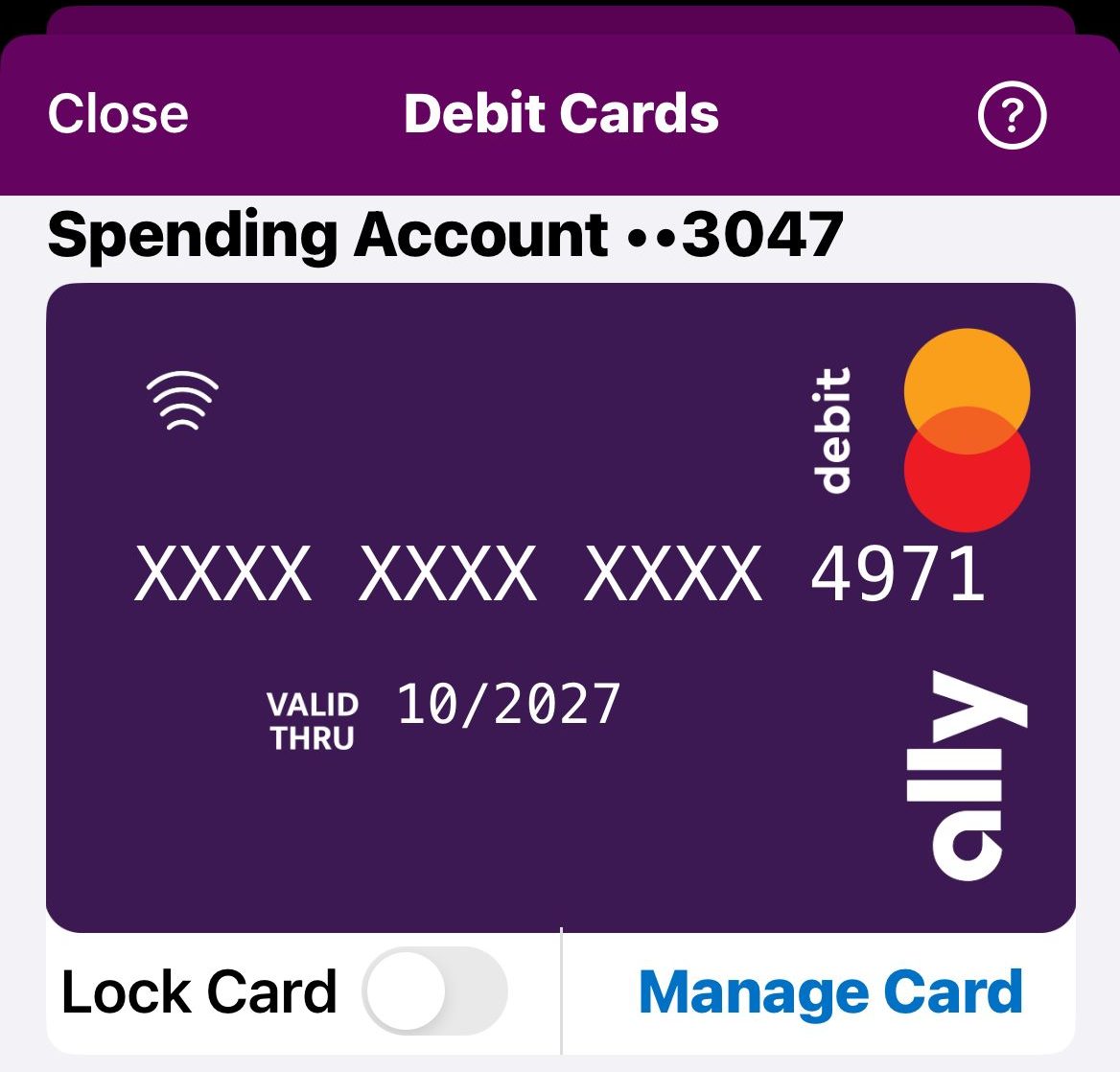 Ally debit cards summary