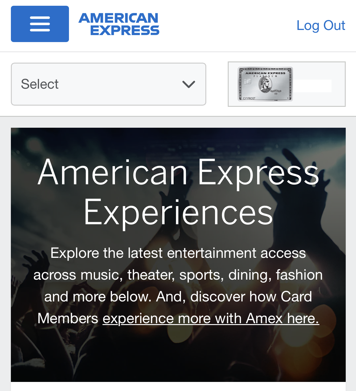 Amex Platinum Experience overview