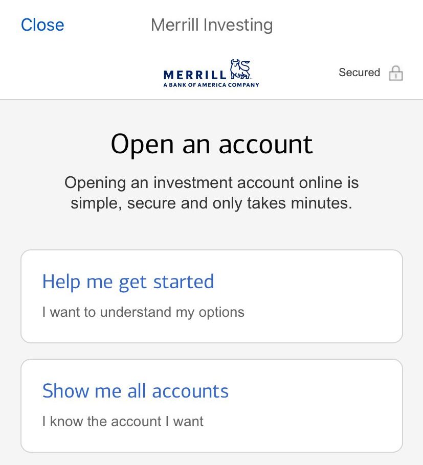 BofA open investing accounts on Merill