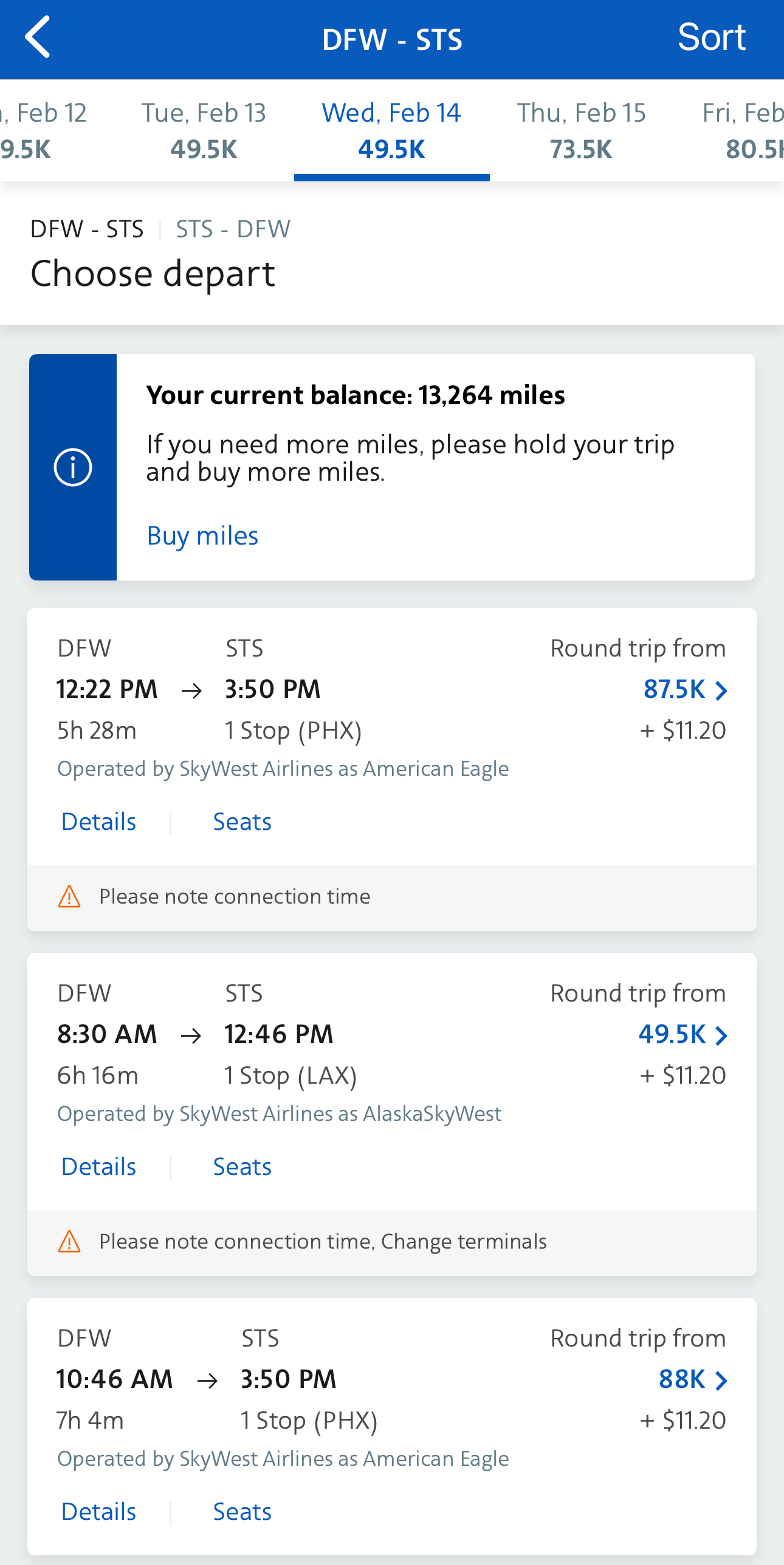 Book a flight with American Airlines Select Platinum miles