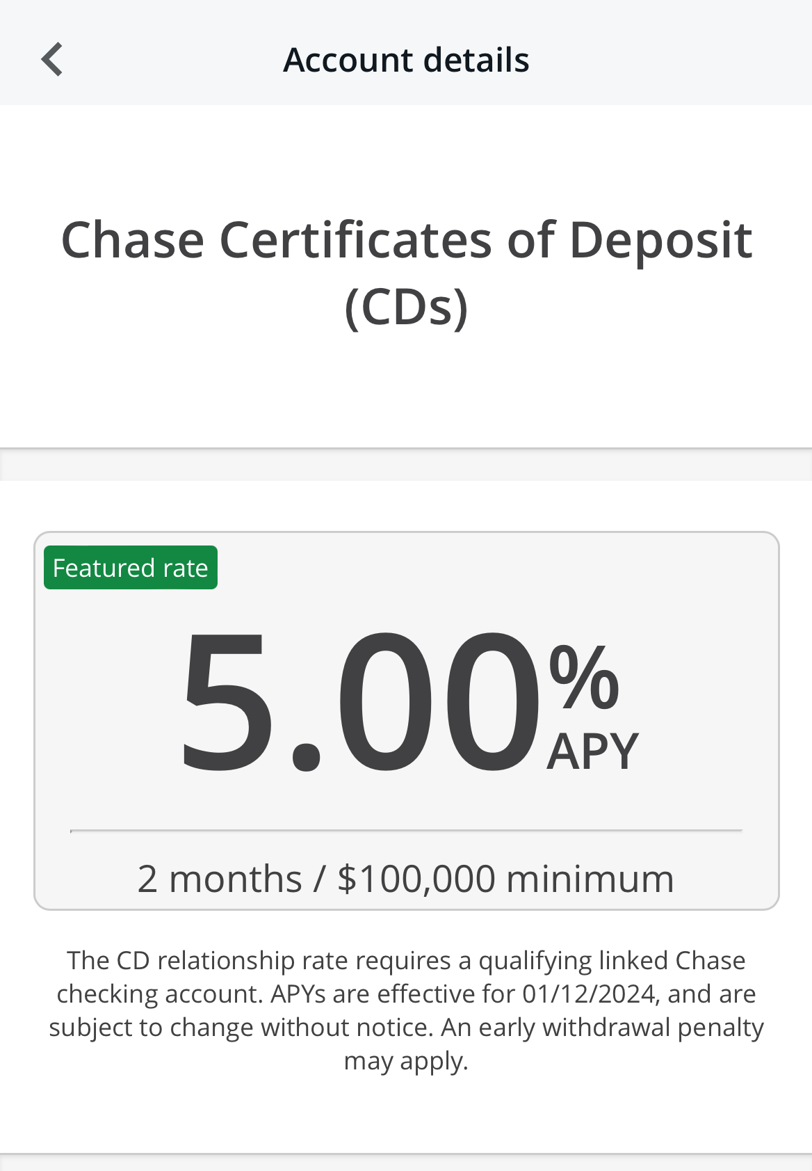 Chase CD details