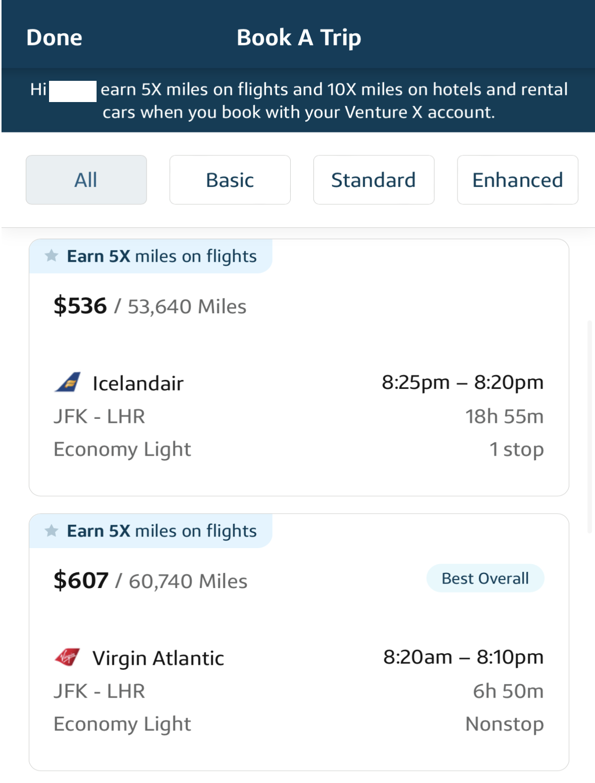 Redeeming Capital One miles for travel