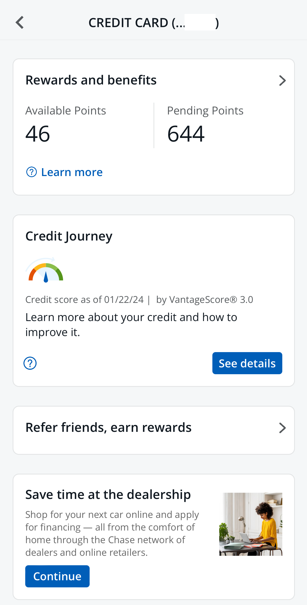 Chase Credit journey on Chase app