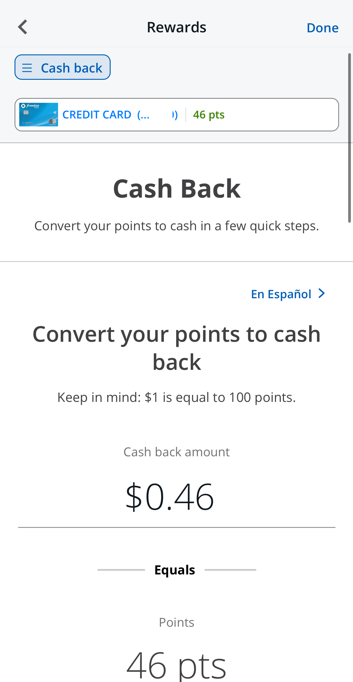Chase Freedom Flex redeem for cash back on app