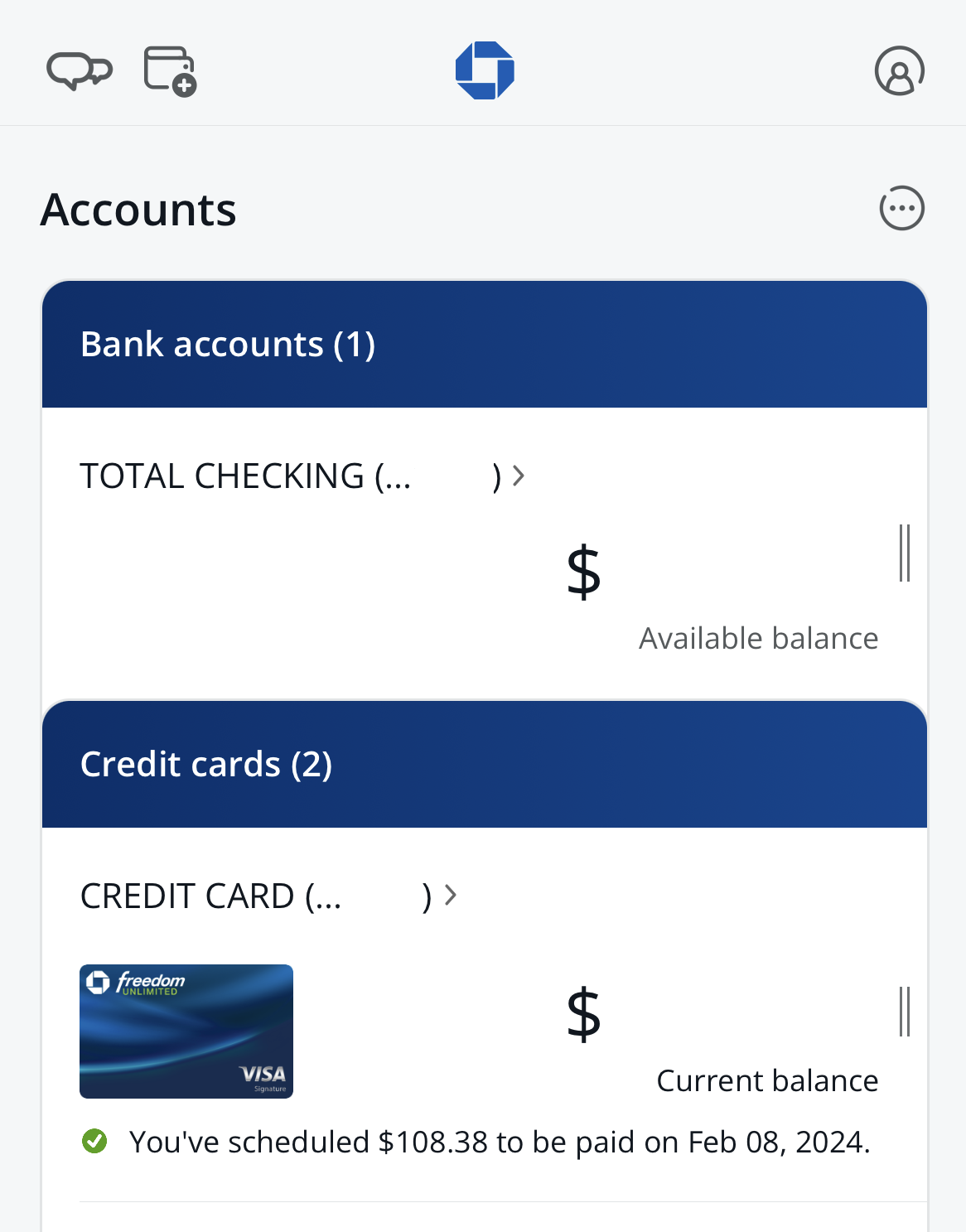 Chase Freedom Unlimited card management on app