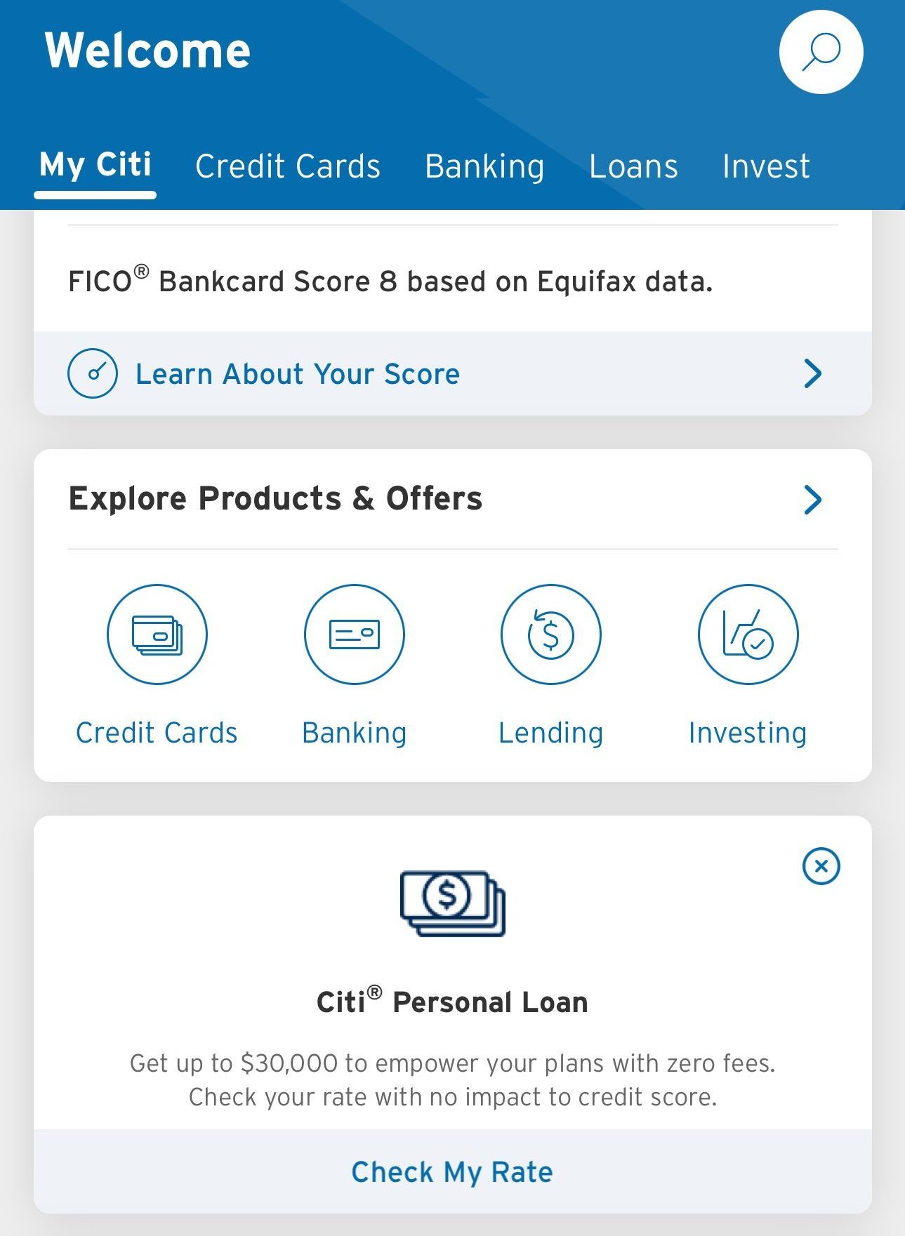 Citi get personal Loan on app