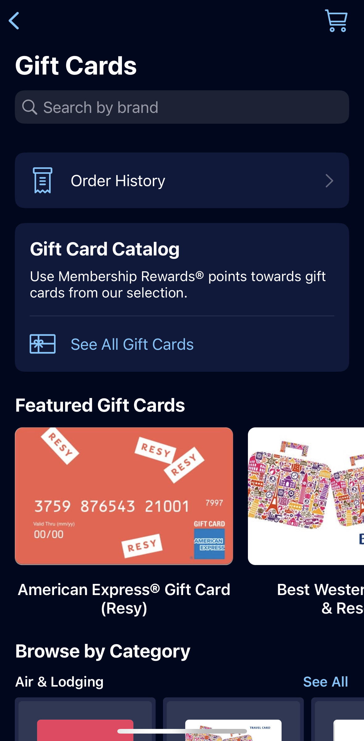 Amex membership gift cards