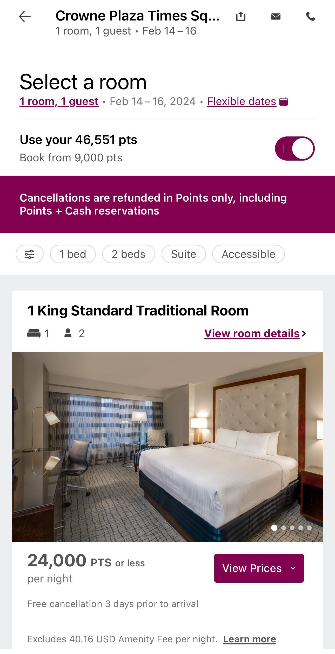 Book Crowne Plaze hotel with points , IHG subsidiary