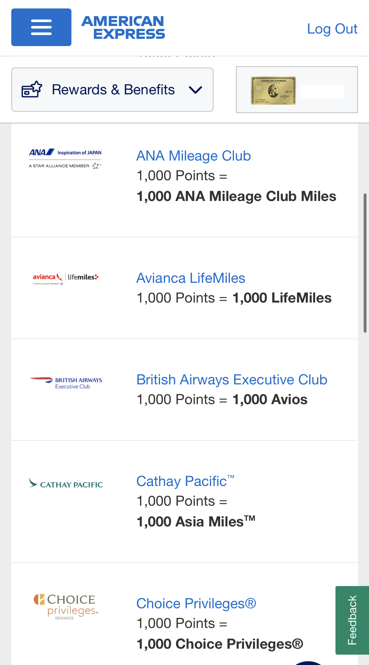 Amex Transfer points to Airline and Hotels - British Airways, Choice Privileges