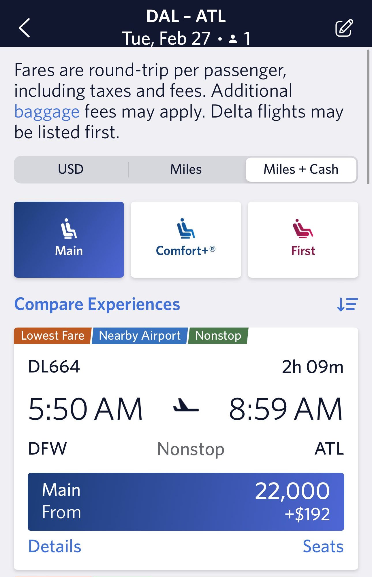 book a flight with Delta Platinum card miles.