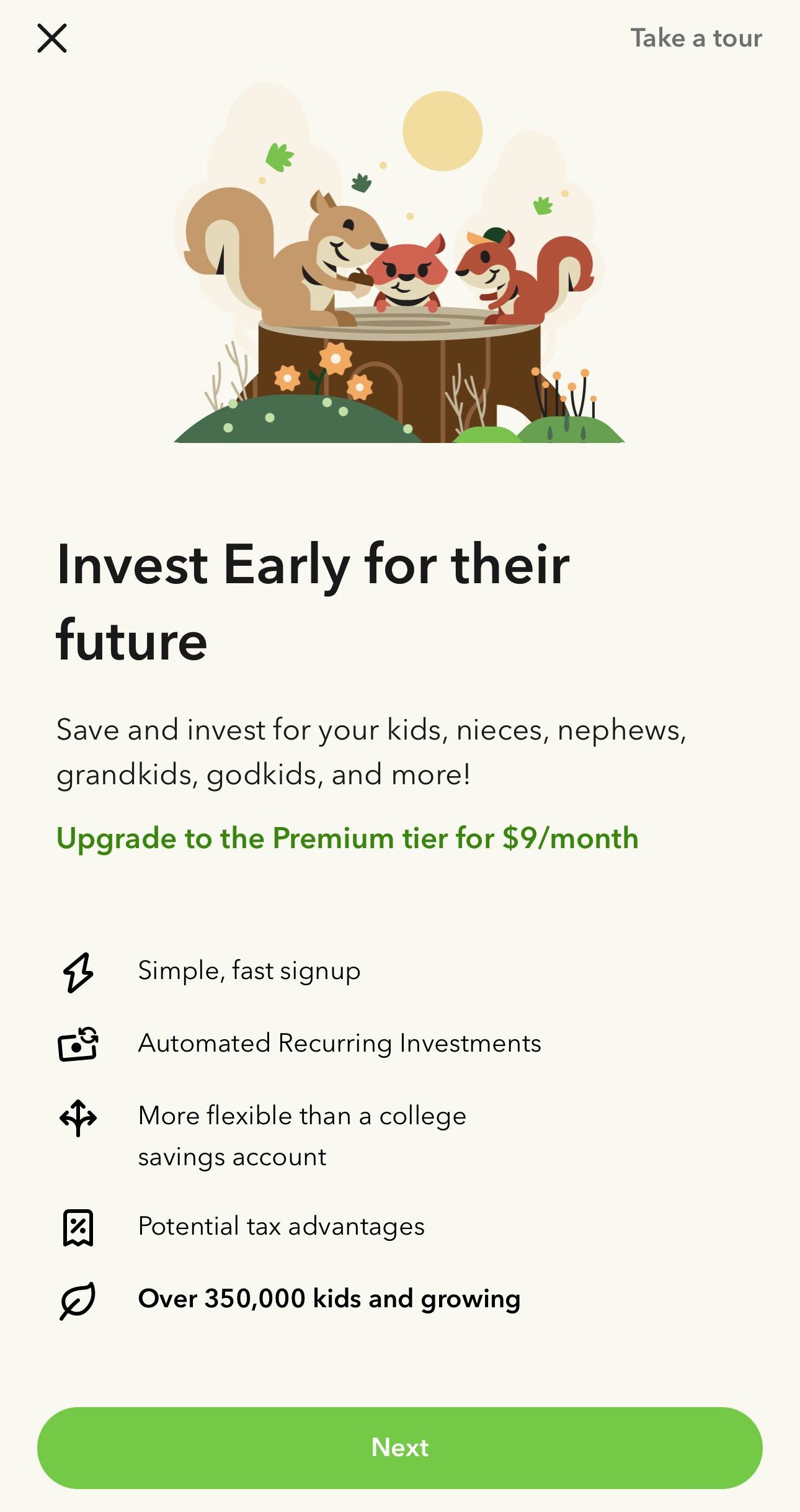 Acorns premium options