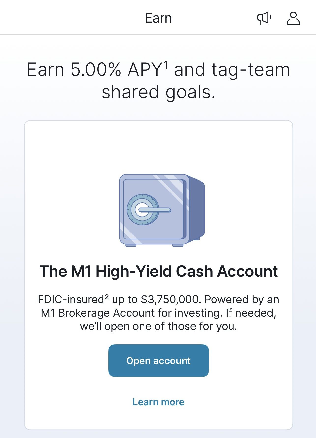 Open M1 High Yield Cash Account , M1 Earn