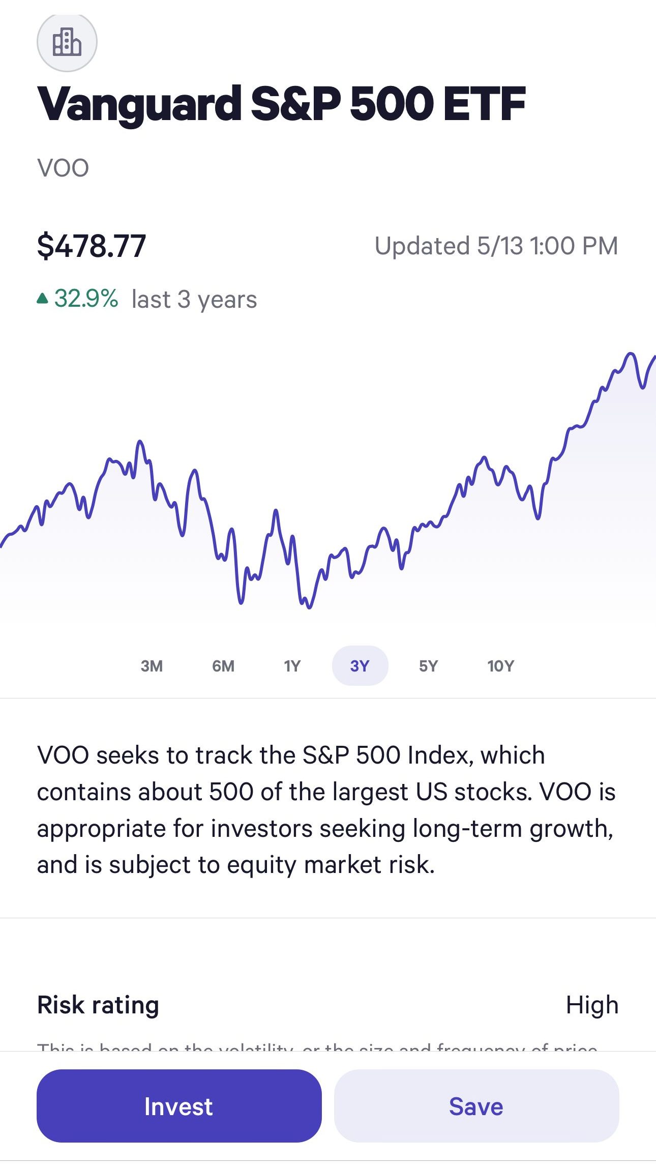 Wealthfront ETF performance example