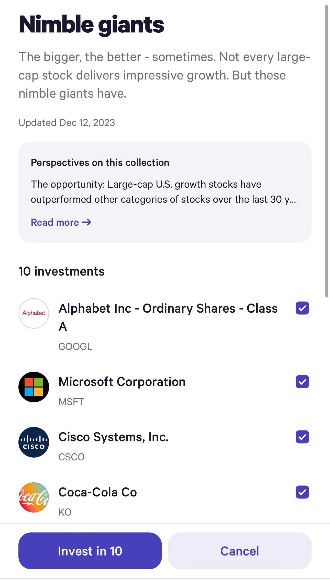 Wealthfront Nimble giants investing