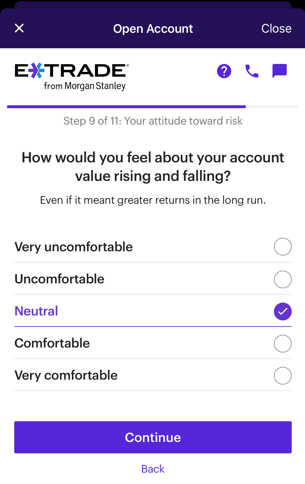 choose my portfolio risk, Etrade
