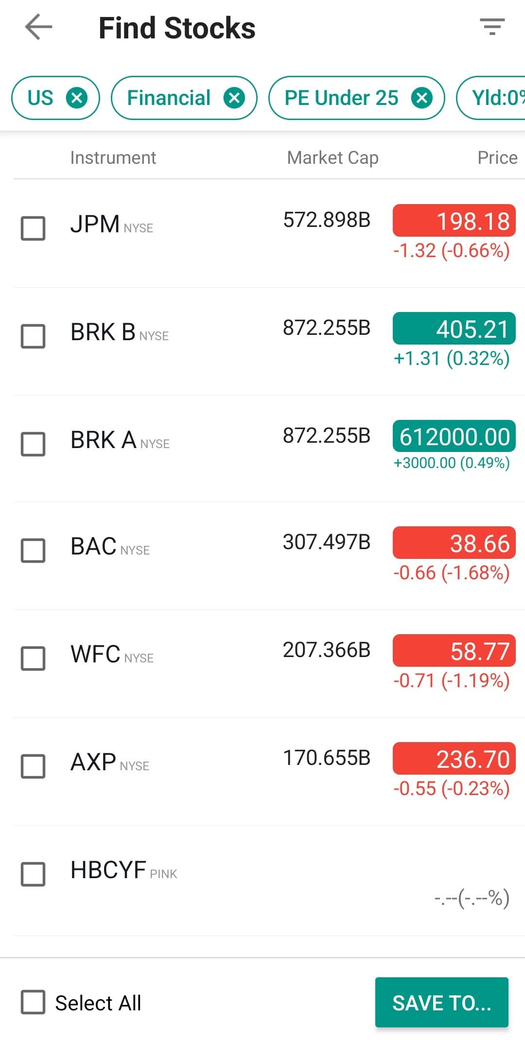 find stocks on Interactive Brokers app