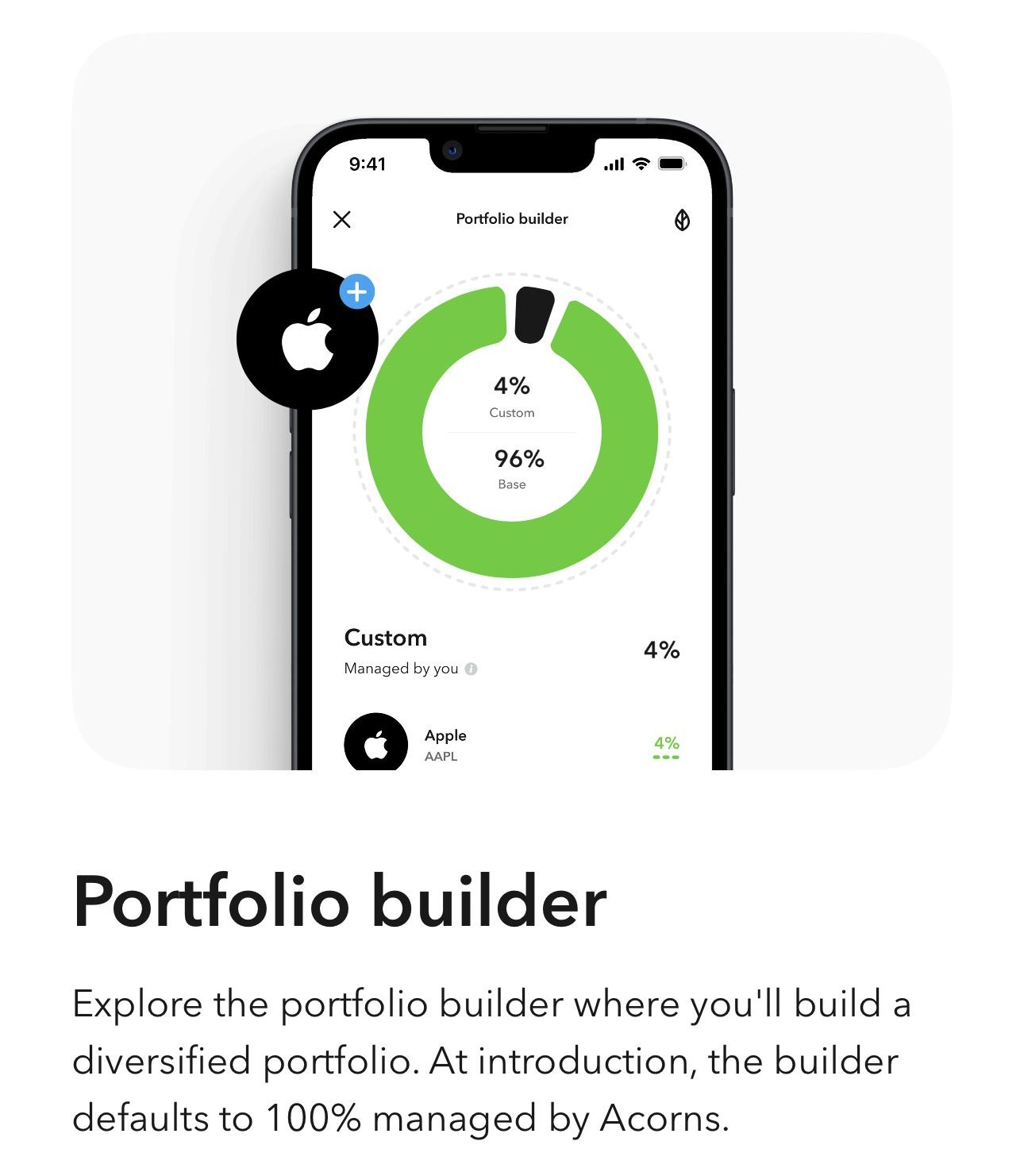 portfolio builder, Acorns premium