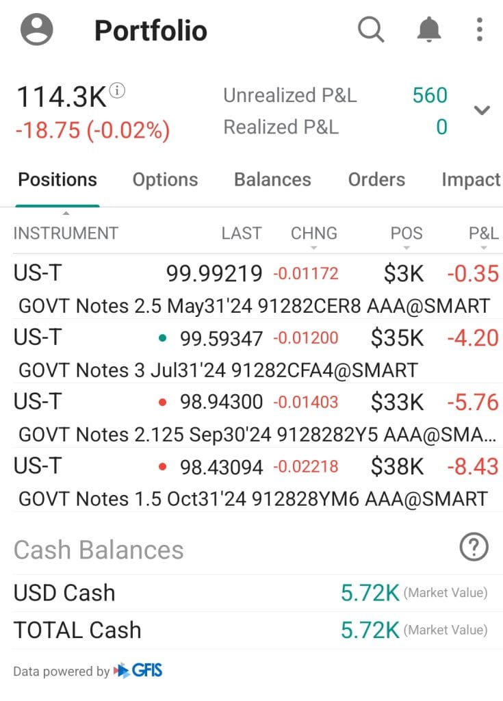 portfolio summary, Interactive Brokers