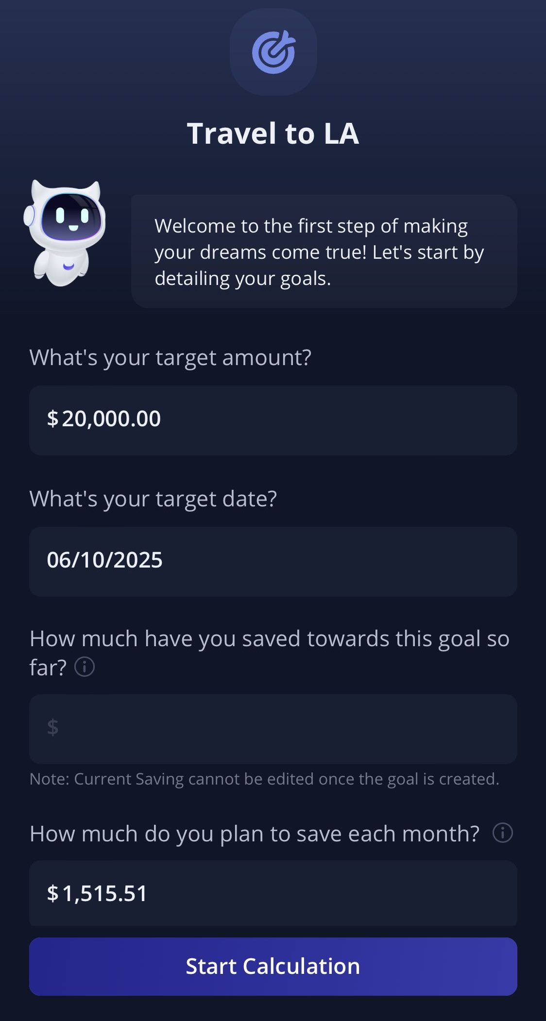 Webull savings goal example