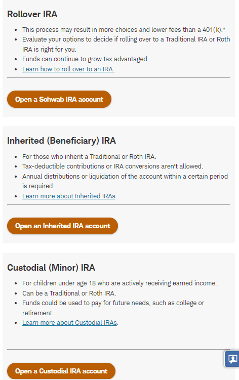 Schwab retirement options