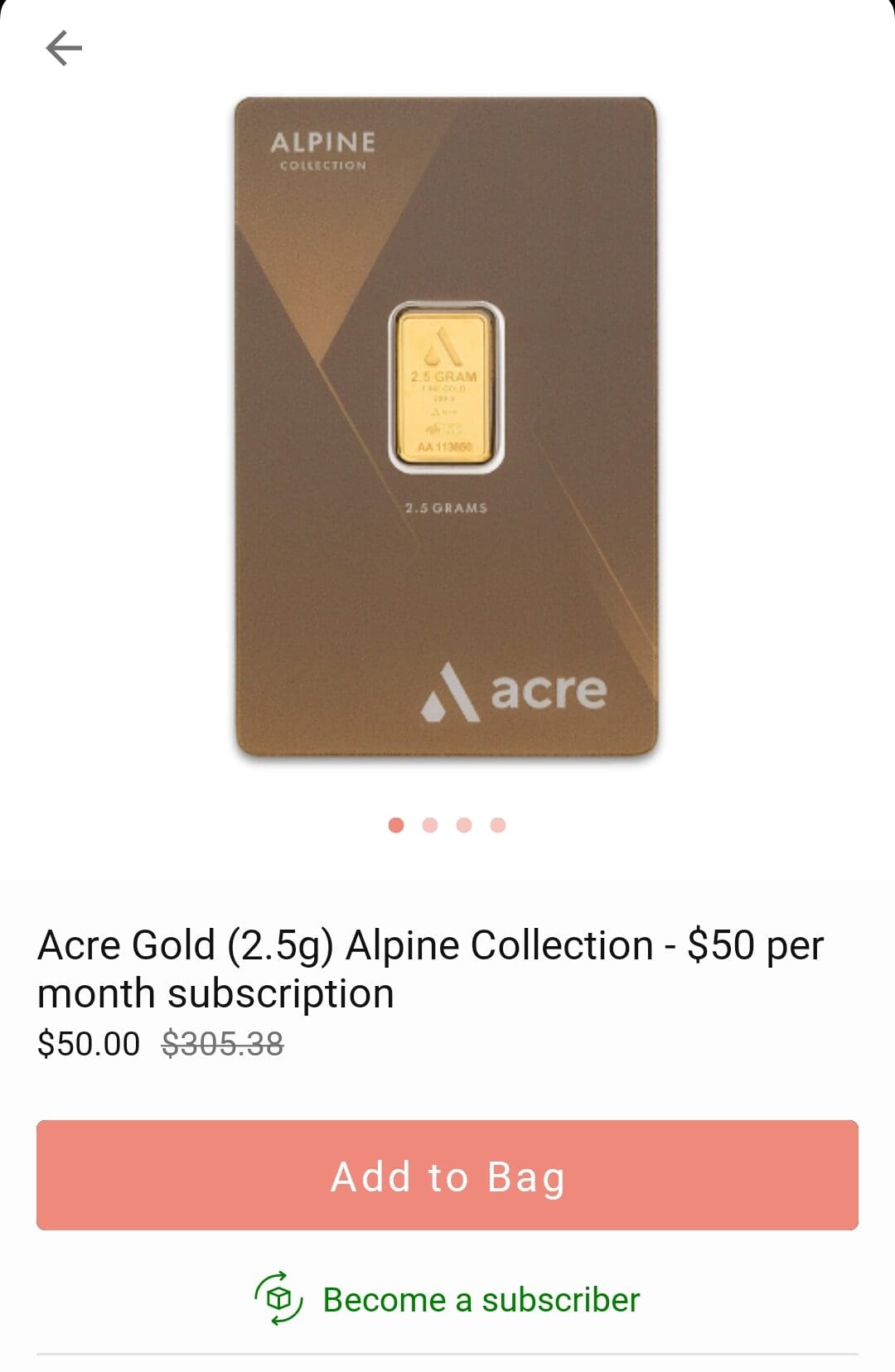 Acre Gold 2.5g subscription