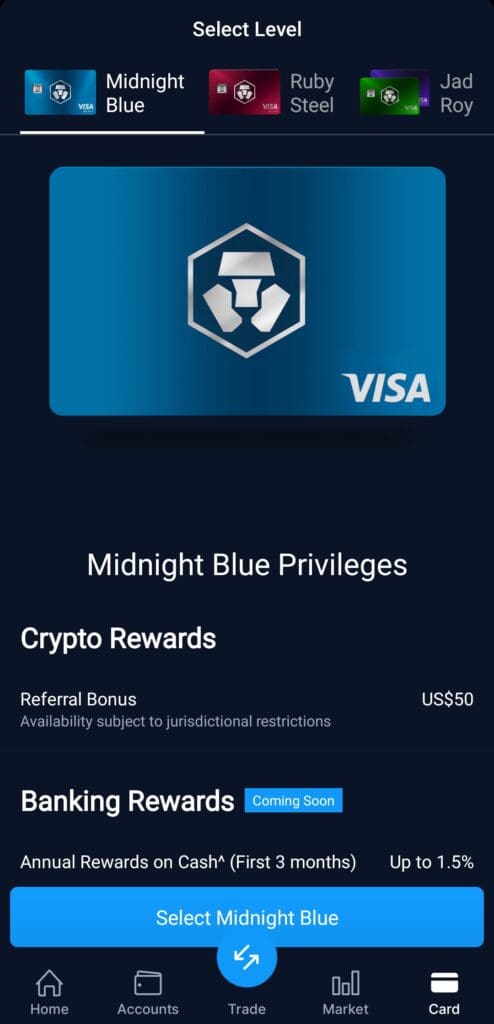 crypto.com midnight blue card