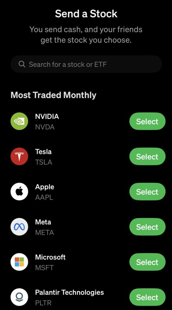 stocks to send, Cash App