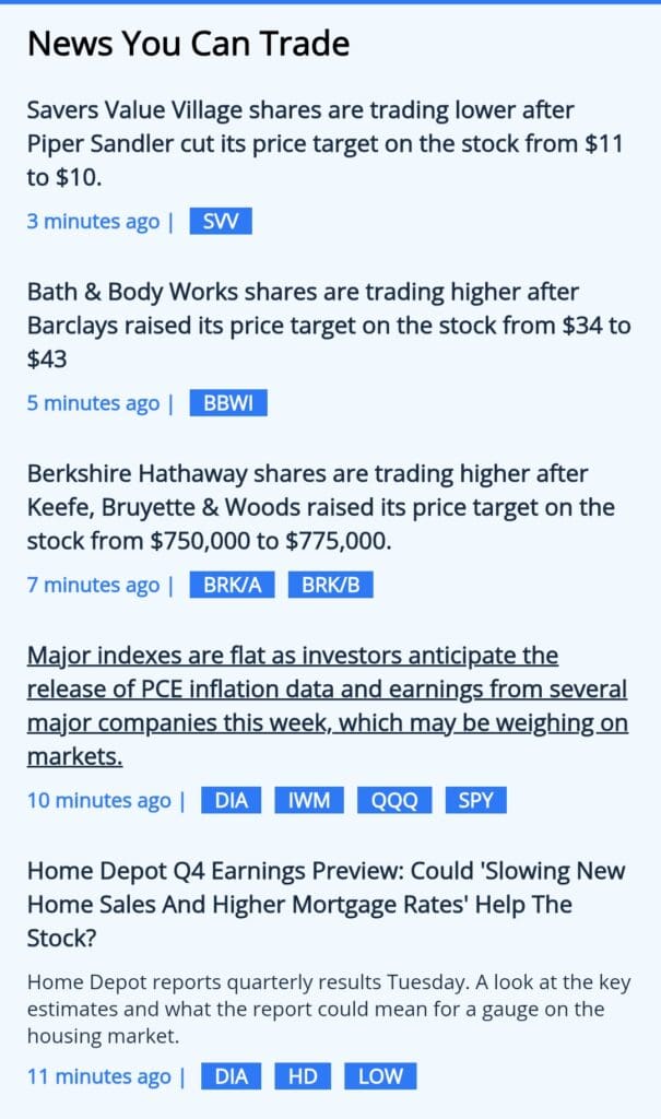 Benzinga free plan news
