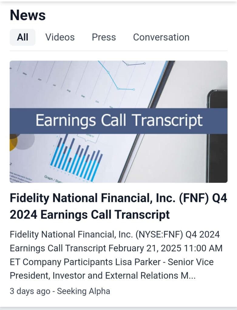 news section, stockanalysis.com