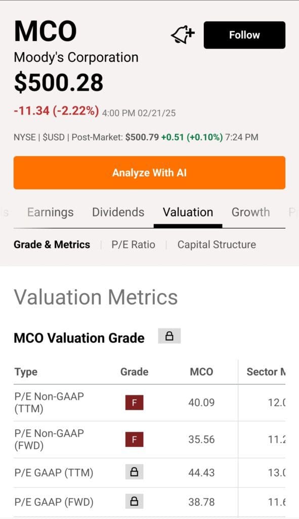 stock valuation metrics, Seeking Alpha